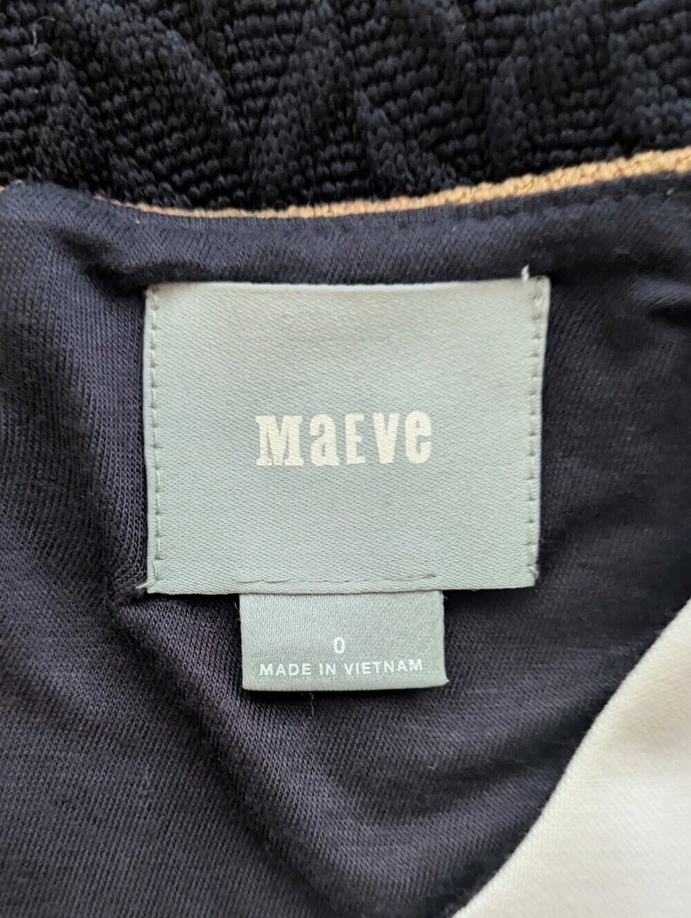 Maeve Dress Midi Cable Knit Sleeveless Zip Color Block Cream Tan Pockets Size 0 - Picture 8 of 9